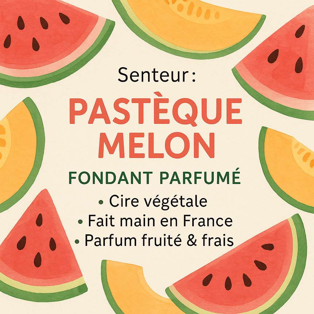 Fondant parfumé Pastèque melon - Explosion fruitée en cire végétale - Les Fondants d'Aliyah - Fondant parfumé
