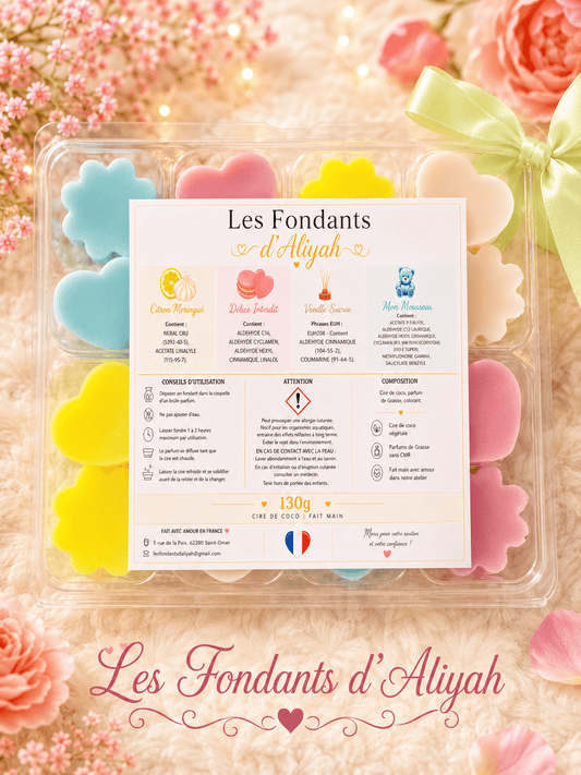 Coffret fondants parfumés – 130g – Cire de coco – Fondants parfumés artisanaux – Cadeau parfumé - Les Fondants d'Aliyah -