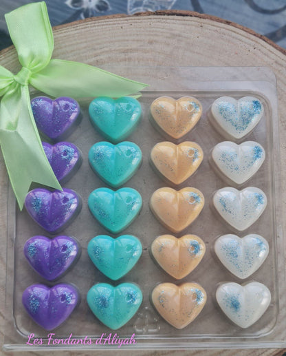 💖 Coffret Clamshell – 20 Fondants Parfumés en Forme de Cœurs en cire végétale artisanale - Les Fondants d'Aliyah