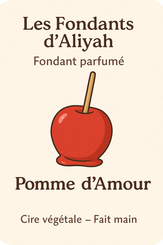 Fondant parfumé Pomme d’Amour artisanal

Tablette fondant senteur pomme caramélisée

Fondants gourmands Les Fondants d’Aliyah
