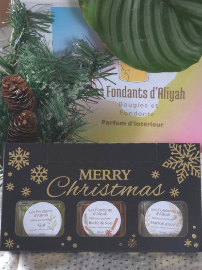 Coffret Noël : Lot de 3 Diffuseurs à Bâtonnets 50 ml | Edition Merry Christmas | Les Fondants d’Aliyah - Les Fondants d'Aliyah - Parfum d'ambiance