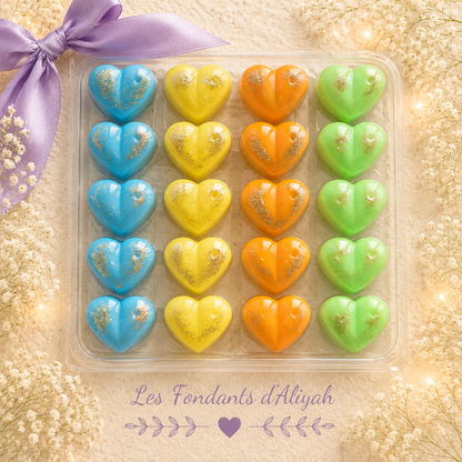 Coffret Clamshell – 20 Fondants Parfumés en Forme de Cœurs en cire végétale artisanale - Les Fondants d'Aliyah - Fondant parfumé