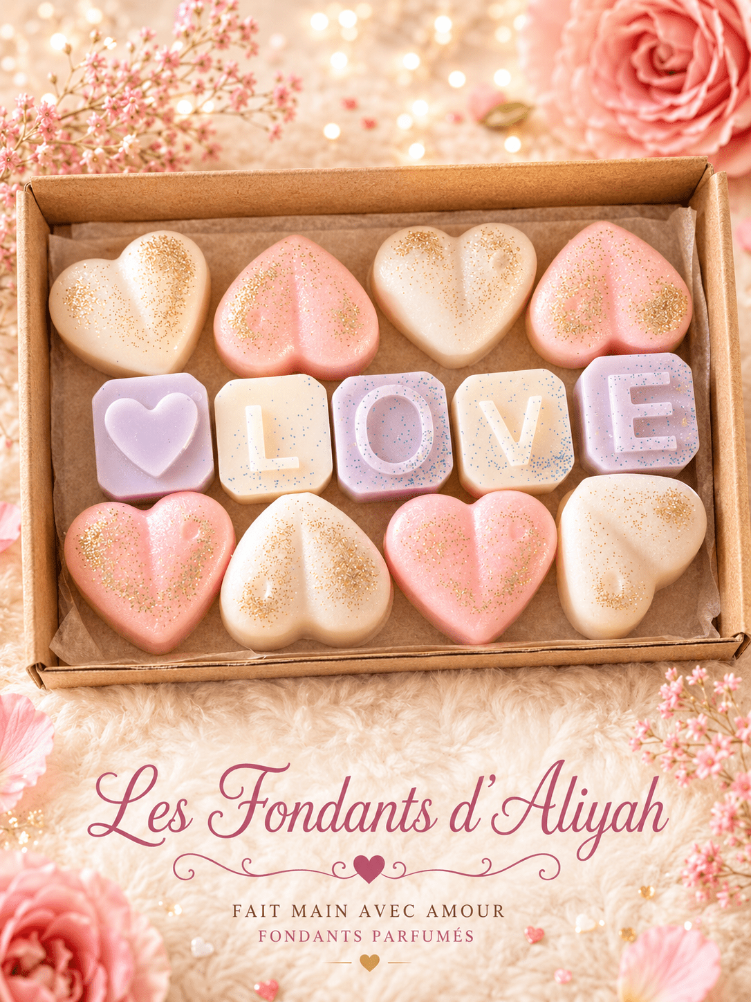 Coffret fondants parfumés "Maman Je t’aime" – Cadeau Fête des Mères – Cire de coco – Fait main - Les Fondants d'Aliyah - Coffrets fondants parfumés