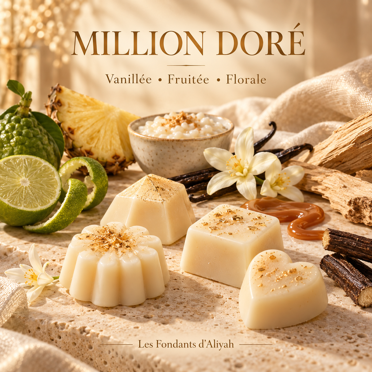 Fondants parfumés Million Doré aux notes vanillées, fruitées et florales – Les Fondants d’Aliyah.