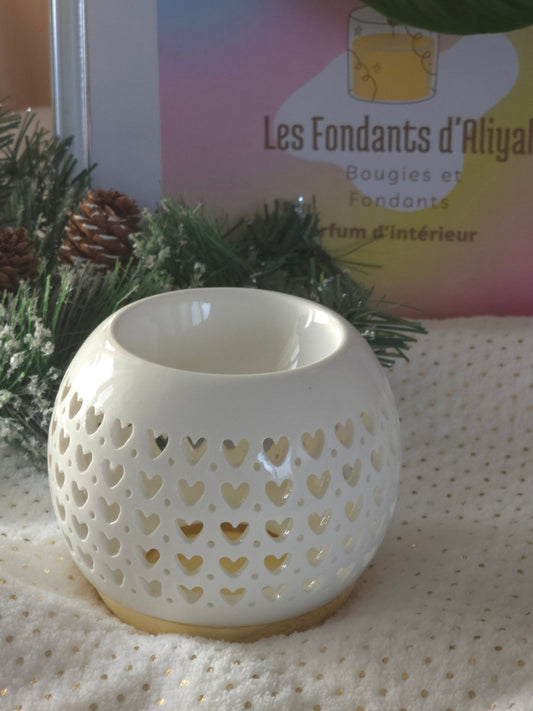 Brûle - parfum Cœur en céramique – Diffuseur pour fondants | Blanc | Les Fondants d’Aliyah - Les Fondants d'Aliyah - Brûle parfum