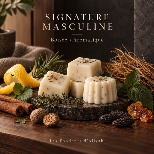 Fondants parfumés Signature Masculine aux notes boisées, aromatiques et épicées – Les Fondants d’Aliyah.