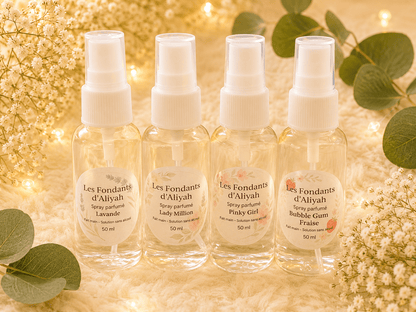 💖Spray parfumé sans alcool 50 ml – Brume d’intérieur & linge – Fait main - Les Fondants d'Aliyah - Parfum d'ambiance