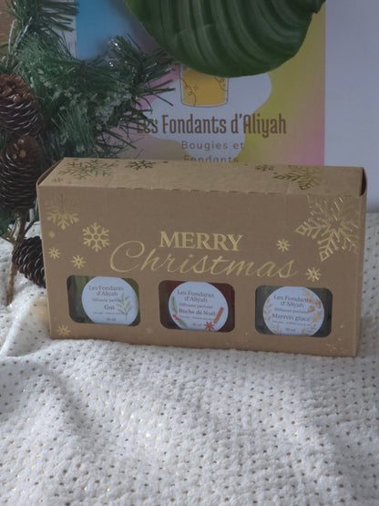 Coffret Noël : Lot de 3 Diffuseurs à Bâtonnets 50 ml | Edition Merry Christmas | Les Fondants d’Aliyah - Les Fondants d'Aliyah - Parfum d'ambiance