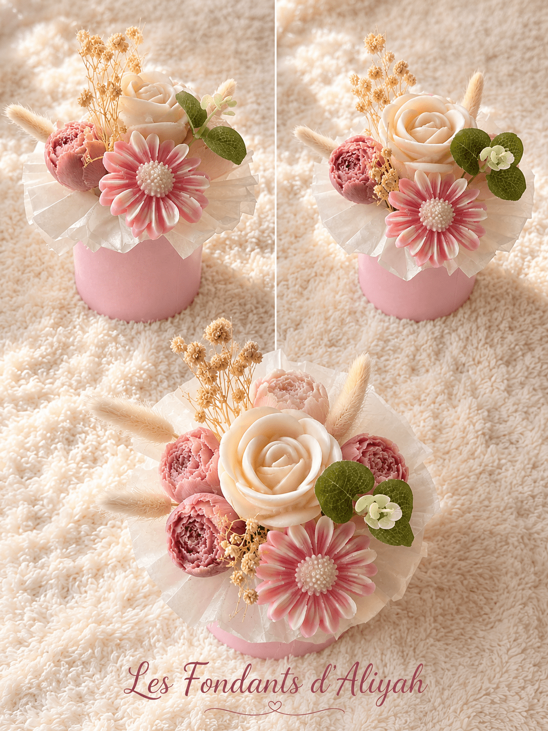 Bouquet de fondant parfumé artisanal – Bouquet décoratif parfumé – Cadeau original fait main – Toutes occasions - Les Fondants d'Aliyah - Fondant parfumé
