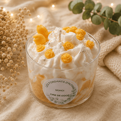 Bougie gourmande parfumée – Cire de coco – Bougie chantilly artisanale - Les Fondants d'Aliyah - Bougie parfumée