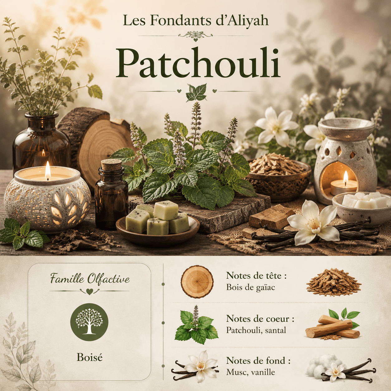 Fondant parfumé Patchouli - Cire végétale artisanale - Les Fondants d'Aliyah - Fondant parfumé