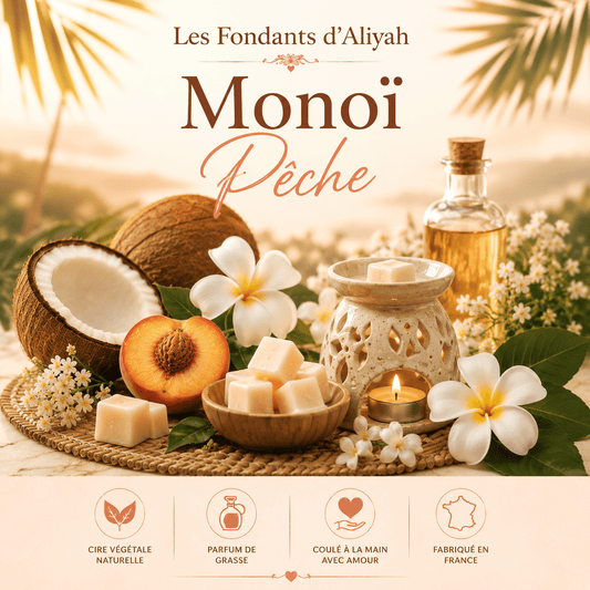 Fondant parfumé Monoi Pêche- Cire végétale artisanale - Les Fondants d'Aliyah-Fondant parfumé