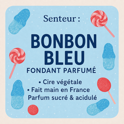 Fondant parfumé Schtroumpf Bonbon -Cire végétale artisanale sucrée et régressive - Les Fondants d'Aliyah-Fondant parfumé