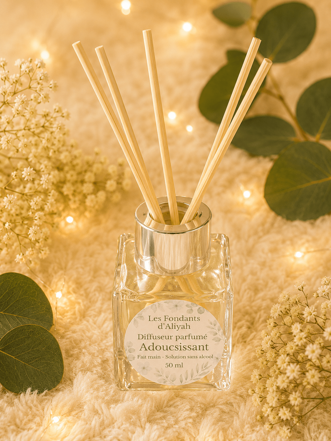 Diffuseur parfumé 50 ml – Parfum d’intérieur artisanal – Solution sans alcool – Senteurs de Grasse - Les Fondants d'Aliyah - Parfum d'ambiance