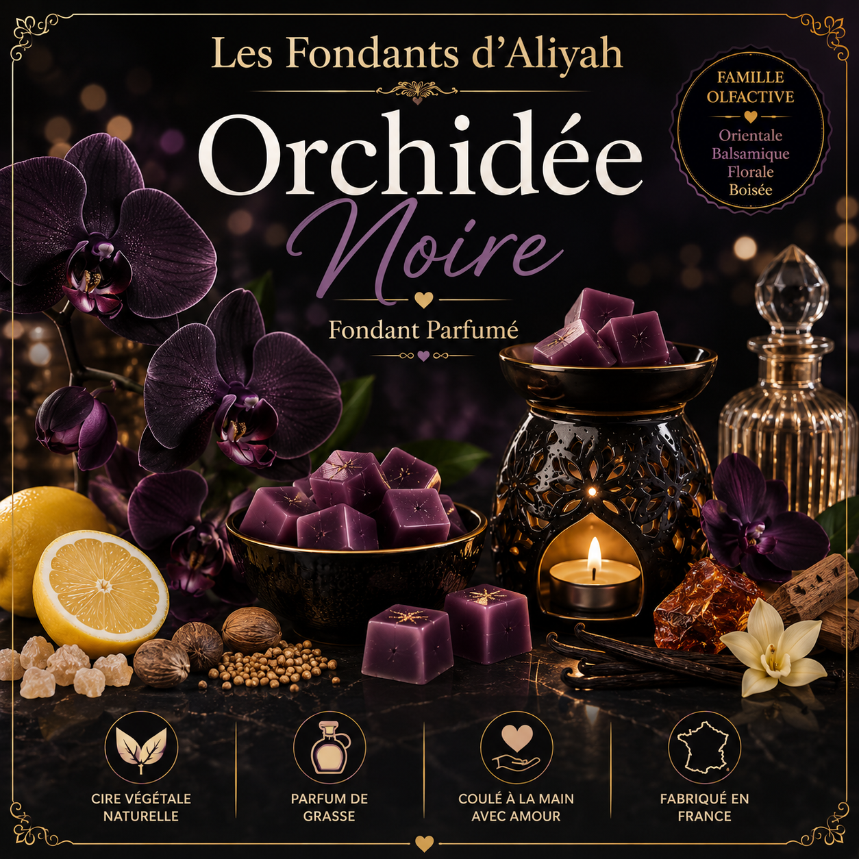 Fondant parfumé Orchidée Noire- Cire végétale artisanale