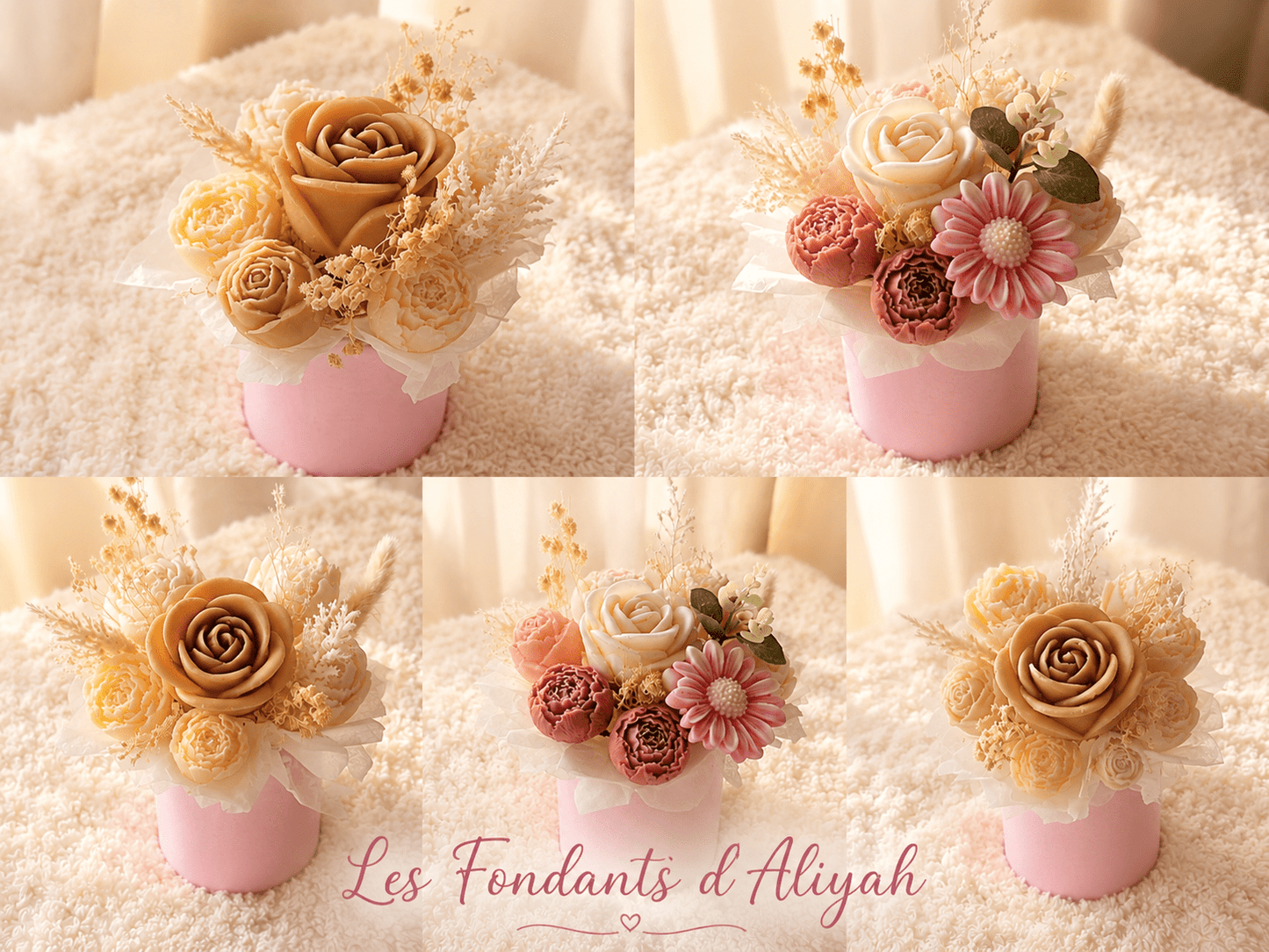 Bouquet de fondant parfumé artisanal – Bouquet décoratif parfumé – Cadeau original fait main – Toutes occasions - Les Fondants d'Aliyah - Fondant parfumé