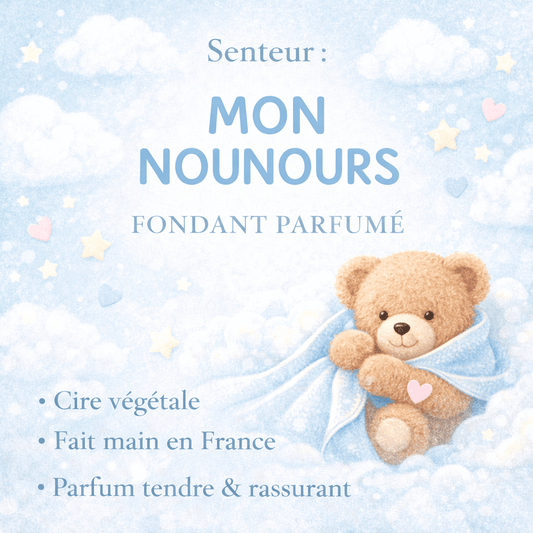 Fondant parfumé Mon Nounours - Cire végétale artisanale - Les Fondants d'Aliyah - Fondants parfumés