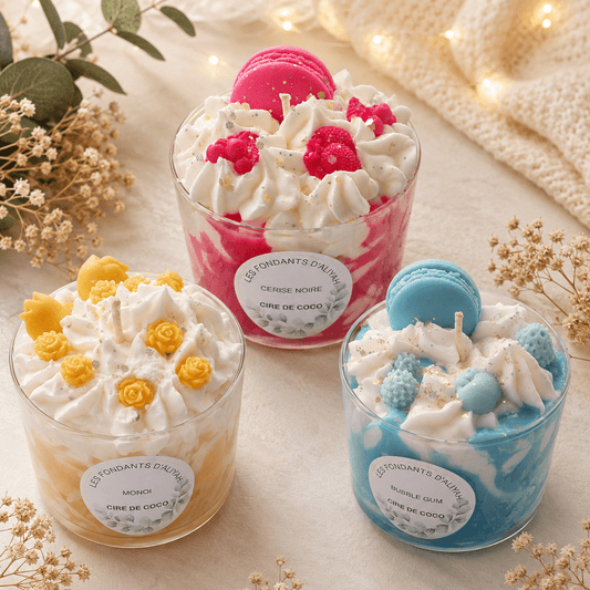 Bougie gourmande parfumée – Cire de coco – Bougie chantilly artisanale - Les Fondants d'Aliyah - Bougie parfumée
