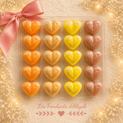 Coffret Clamshell – 20 Fondants Parfumés en Forme de Cœurs en cire végétale artisanale - Les Fondants d'Aliyah - Fondant parfumé