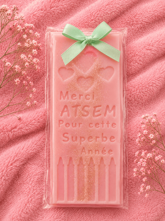 Tablette fondant parfumé personnalisée – Cadeau maîtresse ATSEM nounou – Cire de coco – Merci pour cette superbe année - Les Fondants d'Aliyah-Fondant parfumé