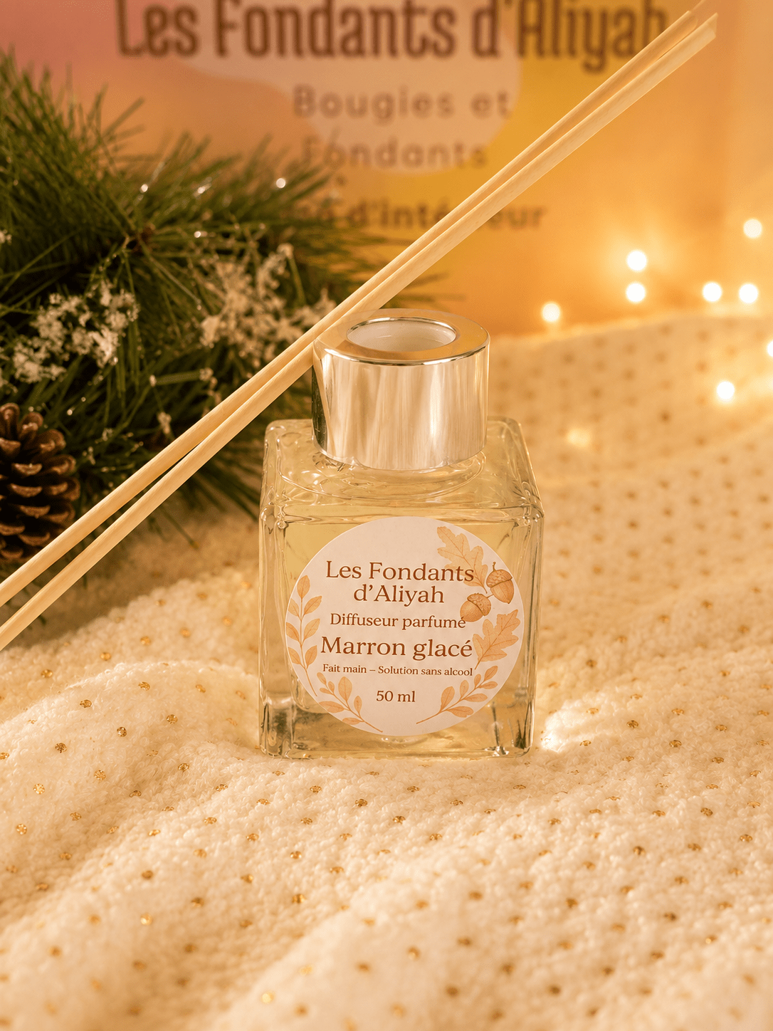 Diffuseur parfumé 50 ml – Parfum d’intérieur artisanal – Solution sans alcool – Senteurs de Grasse - Les Fondants d'Aliyah - Parfum d'ambiance