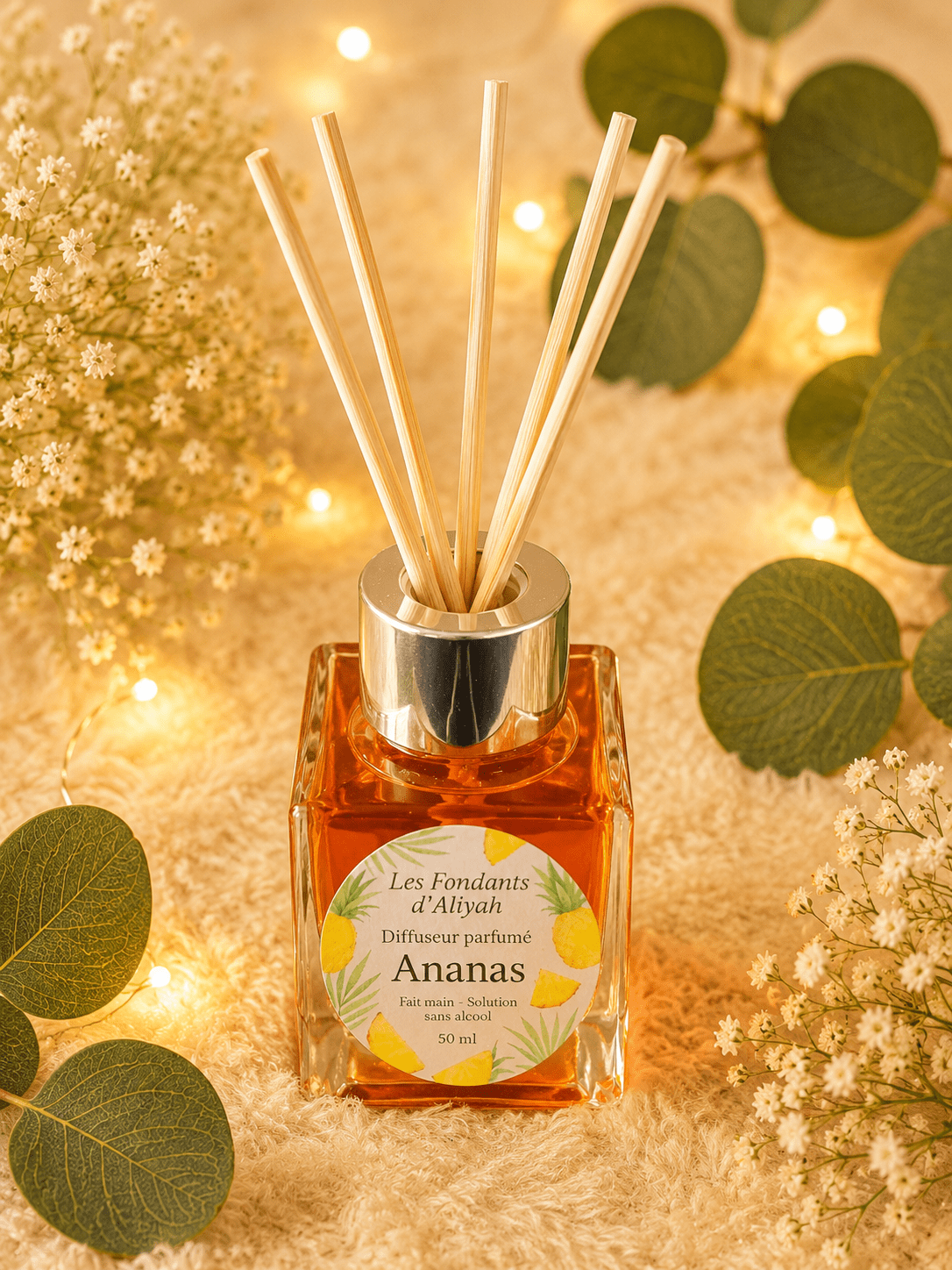 Diffuseur parfumé 50 ml – Parfum d’intérieur artisanal – Solution sans alcool – Senteurs de Grasse - Les Fondants d'Aliyah - Parfum d'ambiance