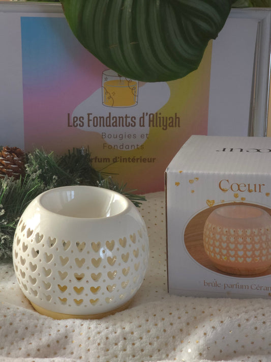Brûle - parfum Cœur en céramique – Diffuseur pour fondants | Blanc | Les Fondants d’Aliyah - Les Fondants d'Aliyah - Brûle parfum