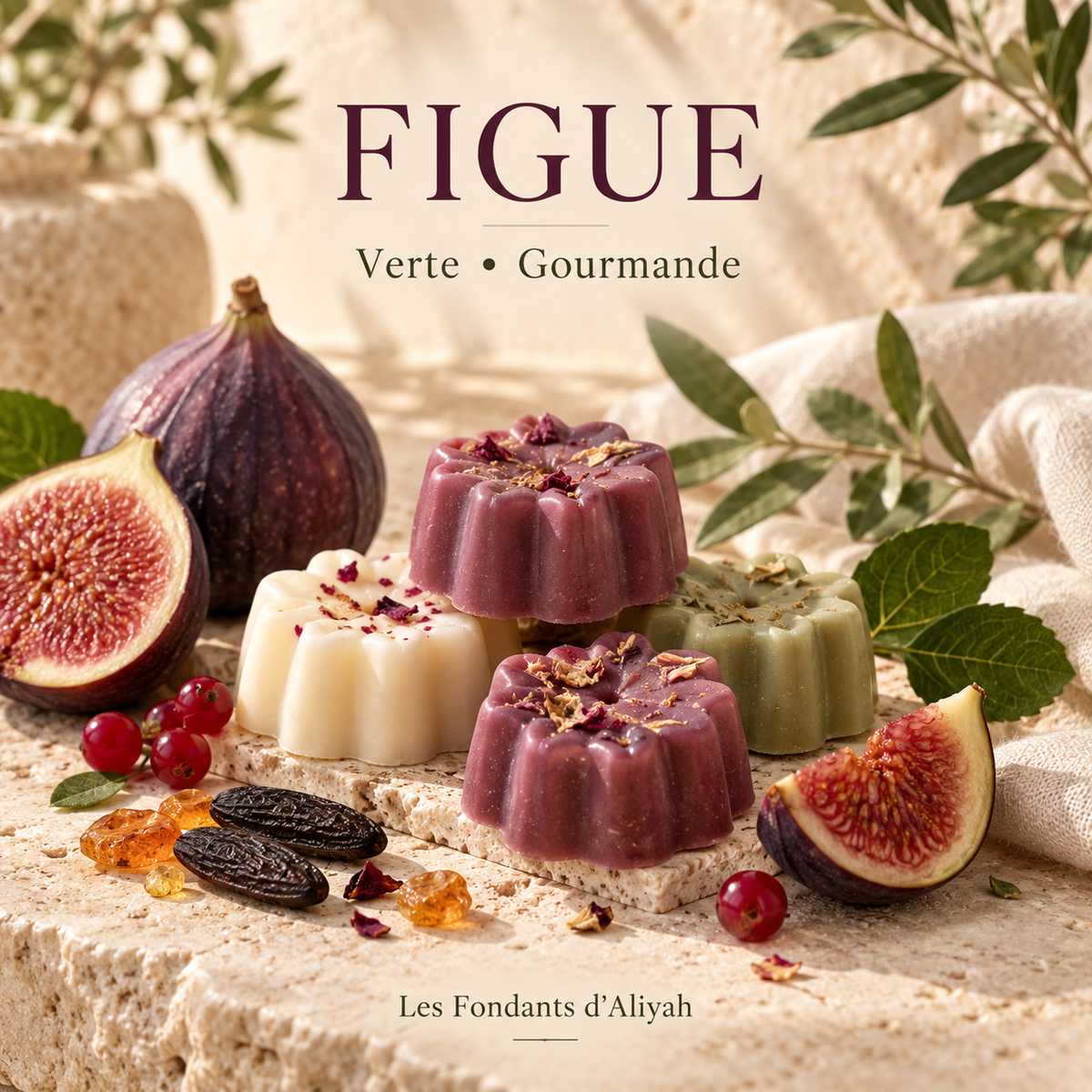 Fondants parfumés Figue aux notes de fruits rouges, fève tonka et ambre – Les Fondants d’Aliyah.