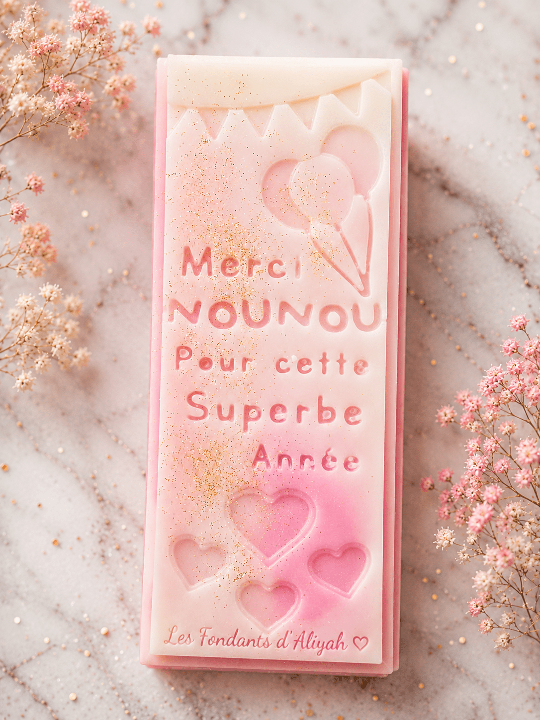 Tablette fondant parfumé personnalisée – Cadeau maîtresse ATSEM nounou – Cire de coco – Merci pour cette superbe année - Les Fondants d'Aliyah-Fondant parfumé