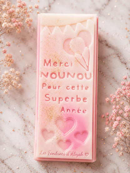 Tablette fondant parfumé personnalisée – Cadeau maîtresse ATSEM nounou – Cire de coco – Merci pour cette superbe année - Les Fondants d'Aliyah-Fondant parfumé